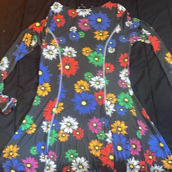 Black long sleeve Dolls kill Delia’s flower power women’s dress with buttons - Picture 4 of 5